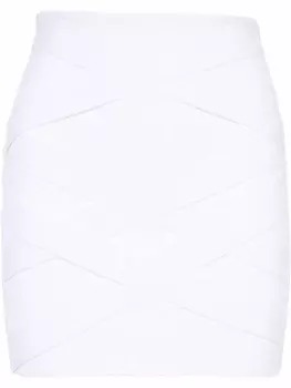 Balmain мини-юбка с завышенной талией и вставками, белый