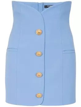 Balmain мини-юбка-тюльпан на пуговицах, синий