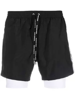 Balmain многослойные шорты с логотипом, черный