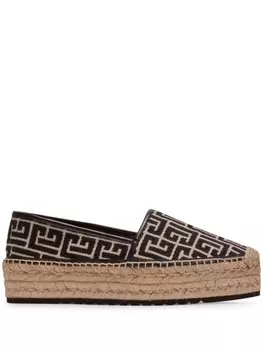 Balmain monogram platform espadrilles, черный