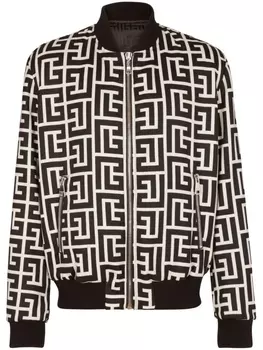Balmain monogram reversible wool bomber jacket, черный