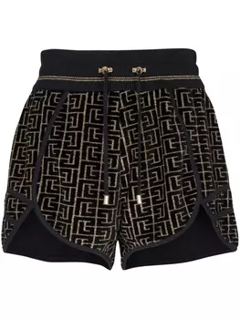Balmain monogram running shorts, черный