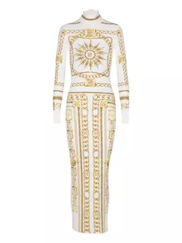 Balmain облегающее платье с графичным принтом, белый