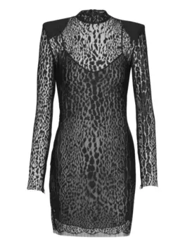 Balmain облегающее платье с леопардовым принтом, черный