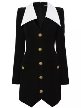 Balmain однобортное платье-блейзер, черный