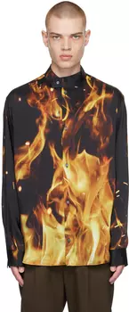 Balmain Оранжевая рубашка с принтом Fire
