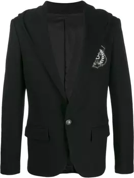 Balmain пиджак с капюшоном и нашивкой-логотипом, черный