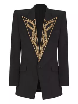 Balmain пиджак с вышивкой на воротнике, черный
