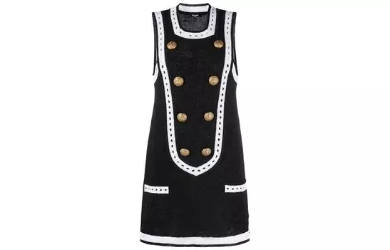 BALMAIN Платье без рукавов женское черное