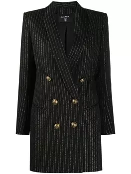Balmain платье-блейзер с эффектом металлик, черный