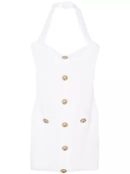 Balmain платье из ткани букле, белый