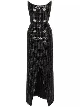 Balmain платье макси с пайетками, черный