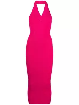 Balmain платье макси с узором шеврон, розовый