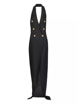 Balmain платье макси с вырезом халтер, черный