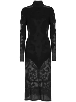 Balmain платье миди Baroque тонкой вязки, черный