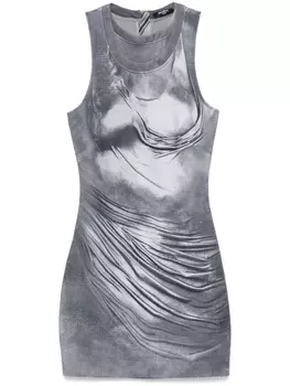 Balmain платье мини с эффектом тромплей, серый