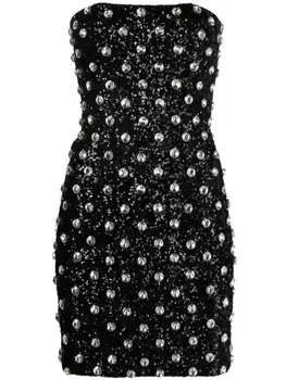 Balmain платье мини с аппликацией, черный