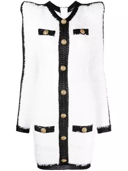 Balmain платье мини с контрастной отделкой, белый