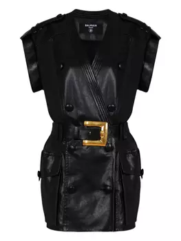 Balmain платье мини с поясом, черный