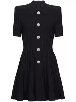 Balmain платье мини в рубчик, черный
