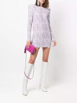Balmain платье с длинными рукавами и пайетками, синий