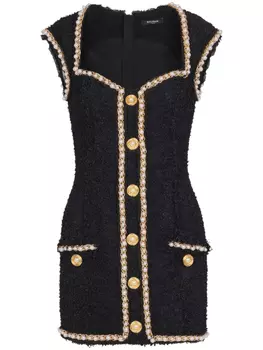 Balmain платье с искусственным жемчугом, черный