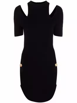Balmain платье с короткими рукавами и вырезами, черный