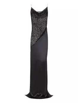 Balmain платье с кружевом, черный