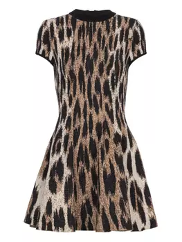 Balmain платье с леопардовым жаккардовым узором, коричневый
