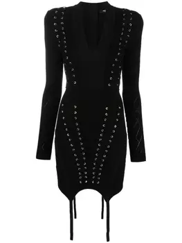 Balmain платье с люверсами, черный