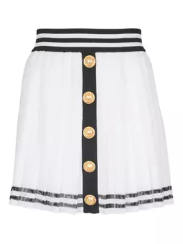 Balmain плиссированная мини-юбка, белый