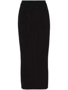 Balmain плиссированная юбка миди, черный
