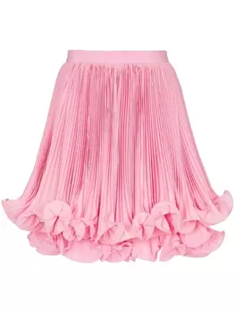 Balmain плиссированная юбка с оборками, розовый