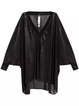 Balmain пляжное мини-платье с металлическим эффектом, черный