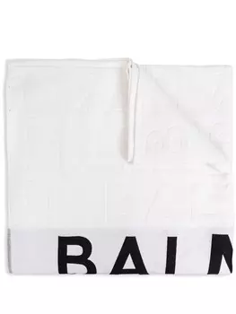 Balmain пляжное полотенце с логотипом, белый