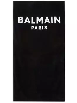 Balmain пляжное полотенце с логотипом, черный