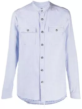 Balmain полосатая рубашка с бахромой, синий