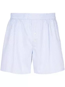 Balmain полосатые шорты с вышитым логотипом, синий