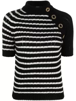 Balmain полосатый топ из смесового кашемира, черный