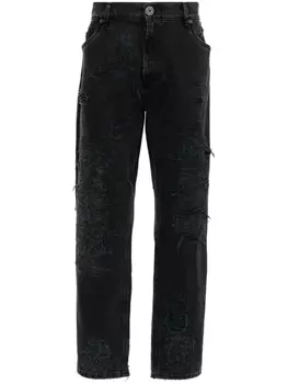 Balmain прямые джинсы средней посадки с эффектом потертости, черный
