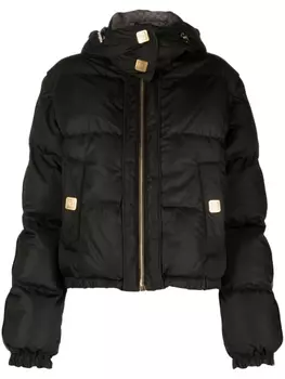 Balmain пуховик с монограммой, черный