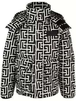 Balmain пуховик с монограммой, черный