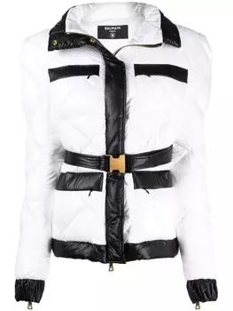 Balmain пуховик с поясом, белый