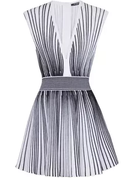 Balmain расклешенное платье в двух тонах, белый