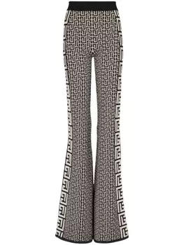 Balmain расклешенные брюки с монограммой, черный