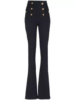 Balmain расклешенные шерстяные брюки, черный