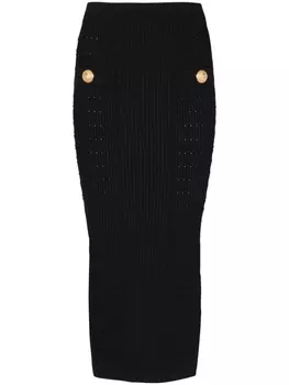 Balmain ribbed-knit pencil skirt, черный