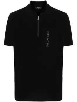 Balmain рубашка поло с логотипом, черный