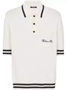Balmain рубашка поло с вышитым логотипом, белый