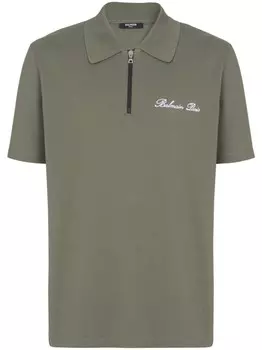 Balmain рубашка поло с вышитым логотипом, зеленый